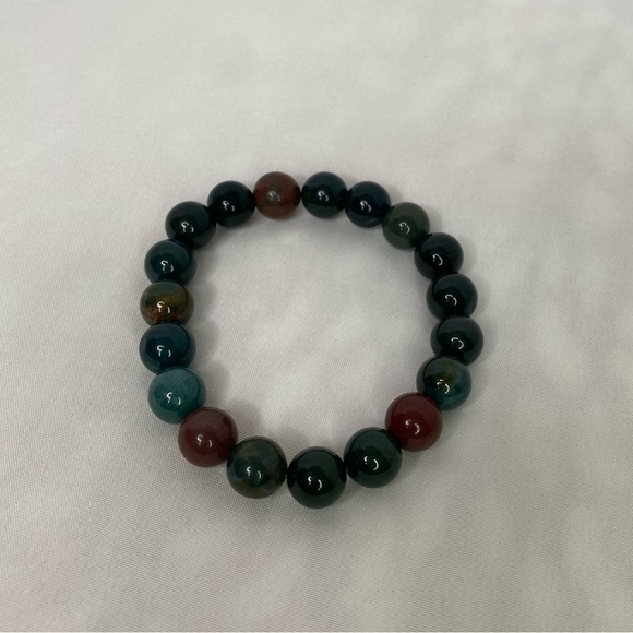 Mrs Kegler’s Crystals Jewelry - 10mm African Bloodstone Crystal Bead Stretch Bracelet